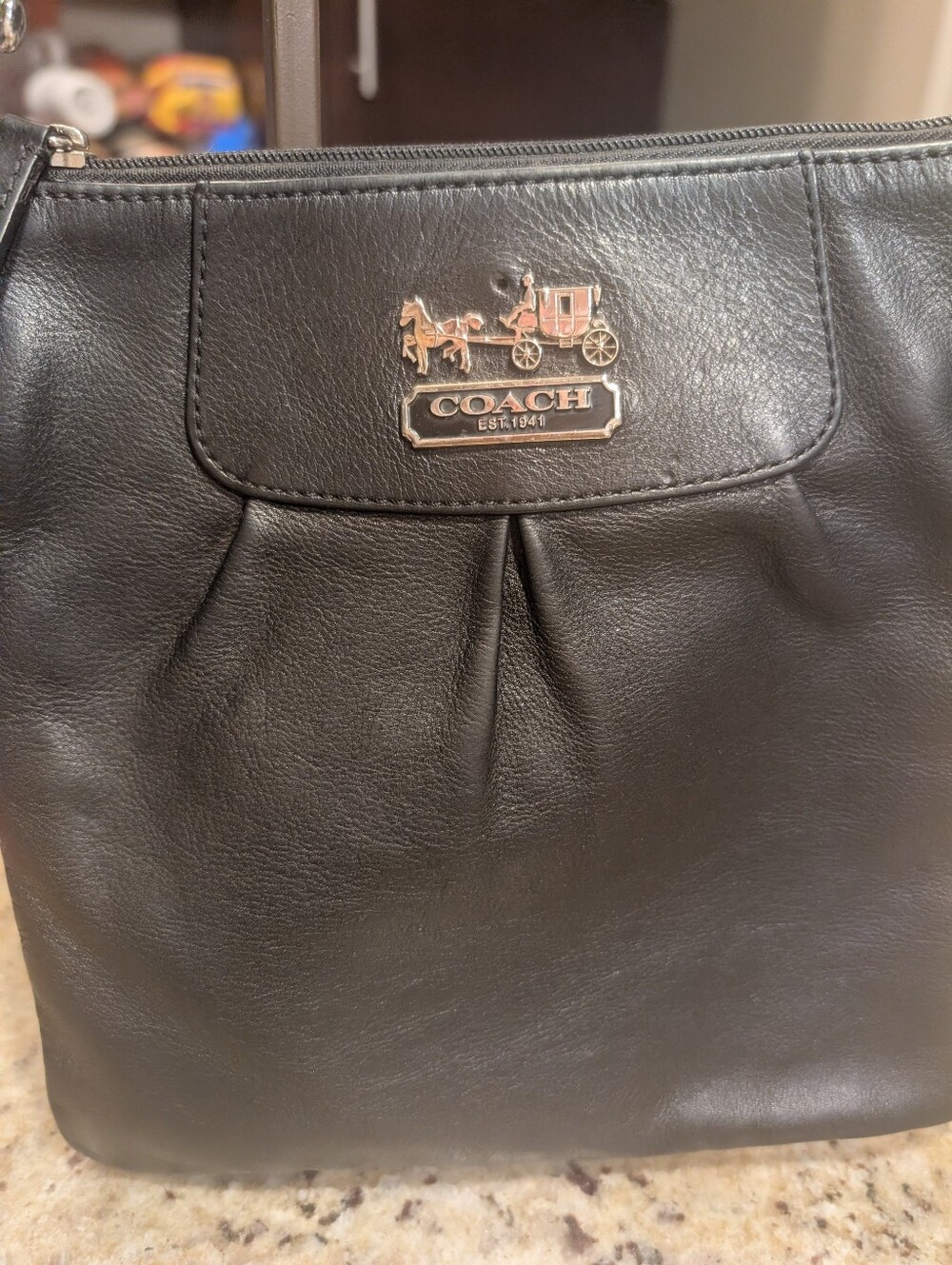 Coach Madison Black Leather Pleated Swingpack Crossbody Bag - Picture 2 of 8